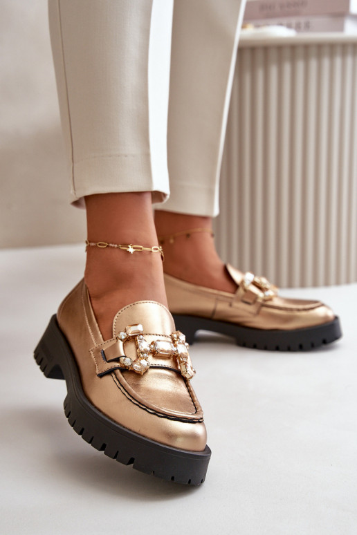 Women's Leather Moccasins with Decoration CheBello 4369 Beige