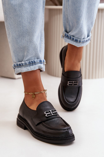 Zazoo 20102 Stylish Patent Leather Loafers on Chunky Platform Black 2