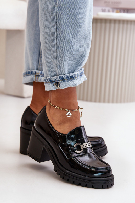 Zazoo 20175 Patent Leather Ladies Heels Natural Leather Black Zazoo 20175 Patent Leather Ladies Heels Natural Leather Black