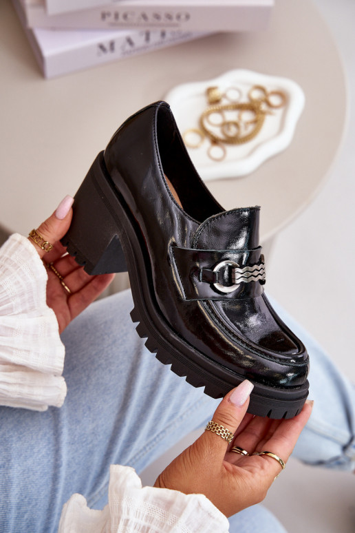 Zazoo 20175 Patent Leather Ladies Heels Natural Leather Black Zazoo 20175 Patent Leather Ladies Heels Natural Leather Black