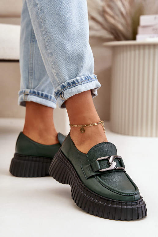 Zazoo 20176 Loafers Women's Natural Leather Dark Green Zazoo 20176 Loafers Women's Natural Leather Dark Green