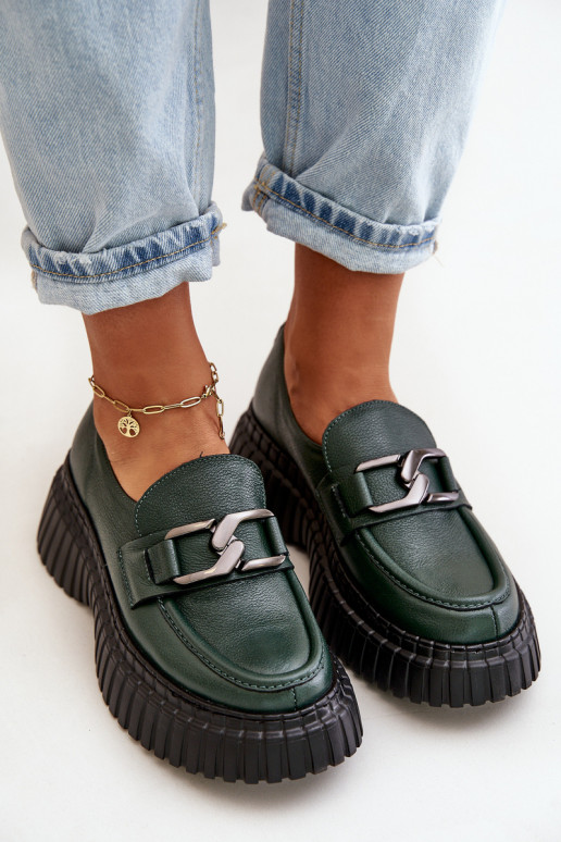 Zazoo 20176 Loafers Women's Natural Leather Dark Green Zazoo 20176 Loafers Women's Natural Leather Dark Green