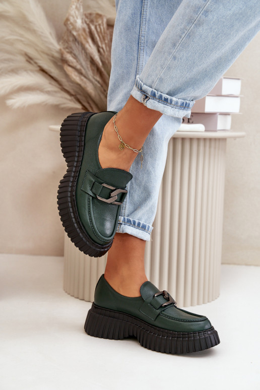 Zazoo 20176 Loafers Women's Natural Leather Dark Green Zazoo 20176 Loafers Women's Natural Leather Dark Green