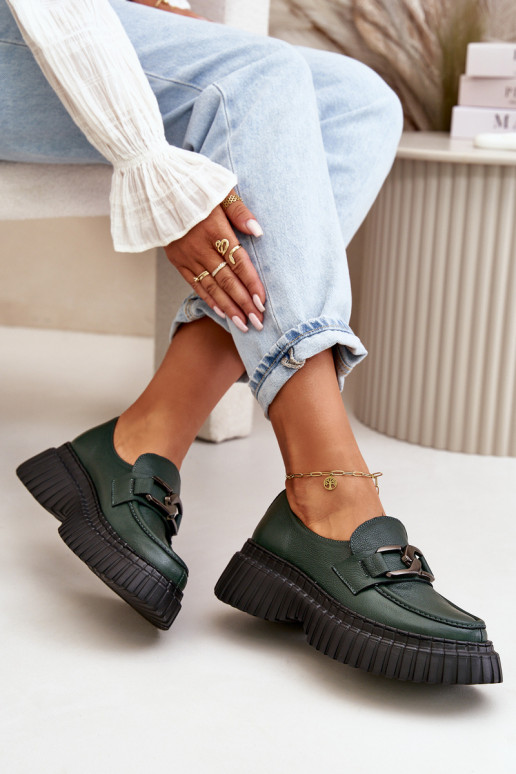 Zazoo 20176 Loafers Women's Natural Leather Dark Green Zazoo 20176 Loafers Women's Natural Leather Dark Green