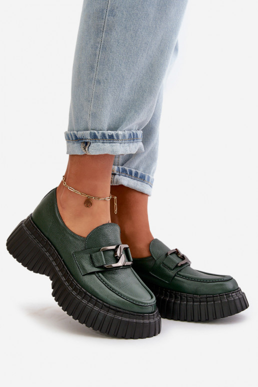 Zazoo 20176 Loafers Women's Natural Leather Dark Green Zazoo 20176 Loafers Women's Natural Leather Dark Green