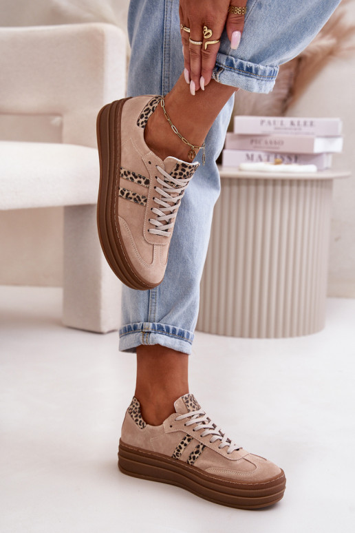 Zazoo N1068S4 Women's Suede Platform Sneakers Leopard Pink Zazoo N1068S4 Women's Suede Platform Sneakers Leopard Pink