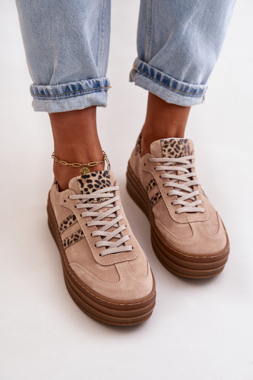 Zazoo N1068S4 Damskie Zamszowe Sneakersy Na Platformie Panterka Różowe Zazoo N1068S4 Damskie Zamszowe Sneakersy Na Platformie Panterka Różowe