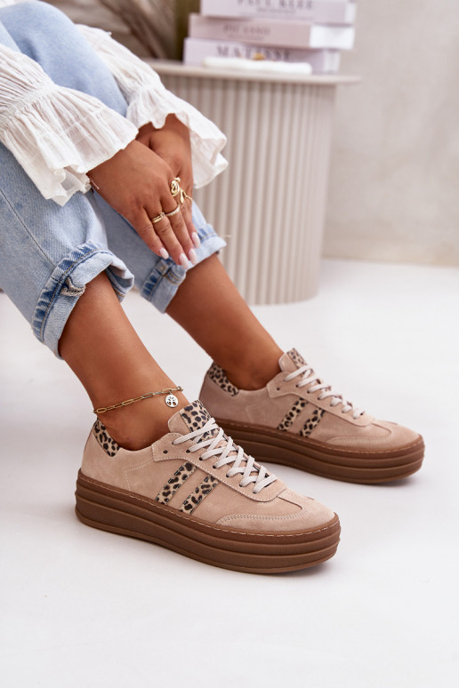 Zazoo N1068S4 Women's Suede Platform Sneakers Leopard Pink Zazoo N1068S4 Women's Suede Platform Sneakers Leopard Pink