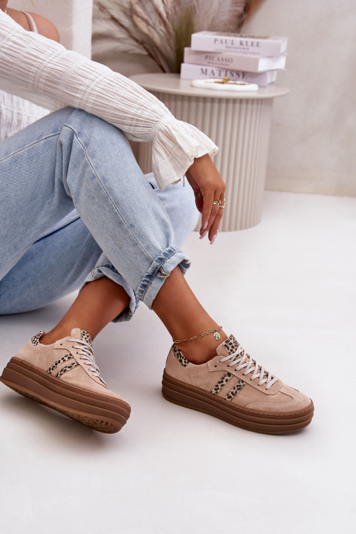 Zazoo N1068S4 Damskie Zamszowe Sneakersy Na Platformie Panterka Różowe Zazoo N1068S4 Damskie Zamszowe Sneakersy Na Platformie Panterka Różowe