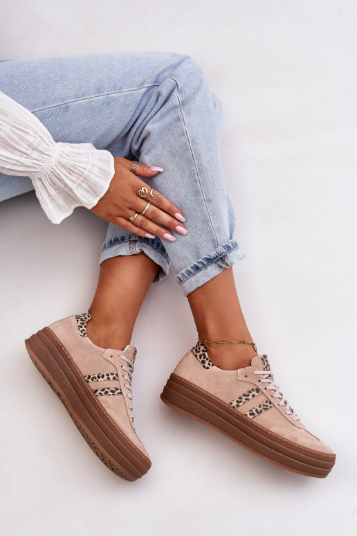 Zazoo N1068S4 Women's Suede Platform Sneakers Leopard Pink Zazoo N1068S4 Women's Suede Platform Sneakers Leopard Pink
