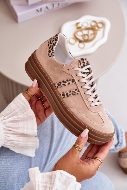 Zazoo N1068S4 Women's Suede Platform Sneakers Leopard Pink Zazoo N1068S4 Women's Suede Platform Sneakers Leopard Pink