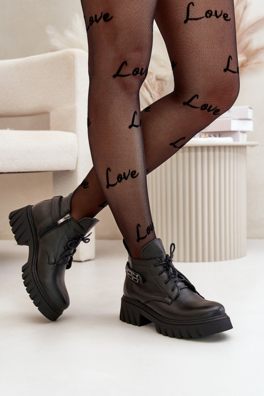 Zazoo 60483 Women's Leather Ankle Boots With Low Shaft Insulated Black Zazoo 60483 Women's Leather Ankle Boots With Low Shaft Insulated Black