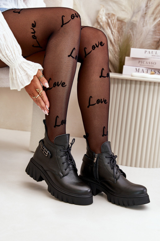 Zazoo 60483 Women's Leather Ankle Boots With Low Shaft Insulated Black Zazoo 60483 Women's Leather Ankle Boots With Low Shaft Insulated Black