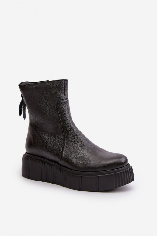 Zazoo 60369 Women's Leather Ankle Boots On Platform Black Zazoo 60369 Women's Leather Ankle Boots On Platform Black