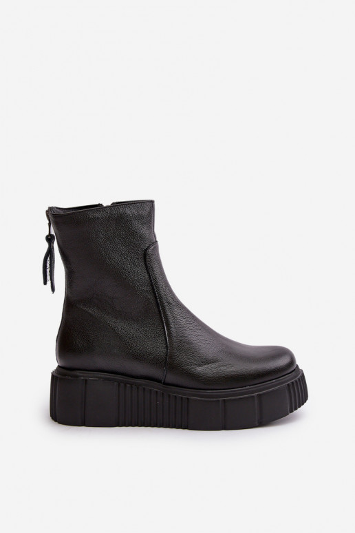 Zazoo 60369 Women's Leather Ankle Boots On Platform Black Zazoo 60369 Women's Leather Ankle Boots On Platform Black