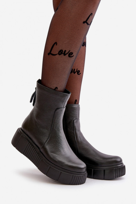 Zazoo 60369 Women's Leather Ankle Boots On Platform Black Zazoo 60369 Women's Leather Ankle Boots On Platform Black