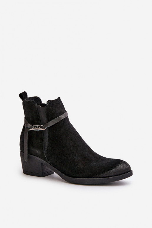 Zazoo 2326 Suede Women's Slip-On Boots Black Zazoo 2326 Suede Women's Slip-On Boots Black