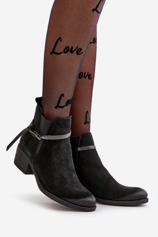 Zazoo 2326 Suede Women's Slip-On Boots Black Zazoo 2326 Suede Women's Slip-On Boots Black