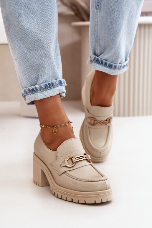 Zazoo 20175 Patent Leather Women's Heels Natural Leather Light Beige Zazoo 20175 Patent Leather Women's Heels Natural Leather Light Beige