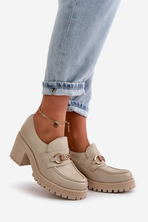 Zazoo 20175 Patent Leather Women's Heels Natural Leather Light Beige Zazoo 20175 Patent Leather Women's Heels Natural Leather Light Beige