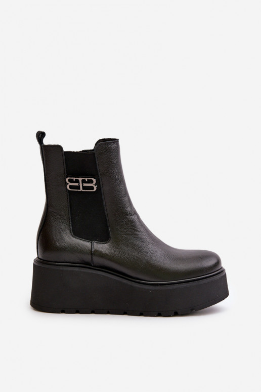 Zazoo 60498 Women's Ankle Boots Chelsea On Platform And Wedge Black Zazoo 60498 Women's Ankle Boots Chelsea On Platform And Wedge Black