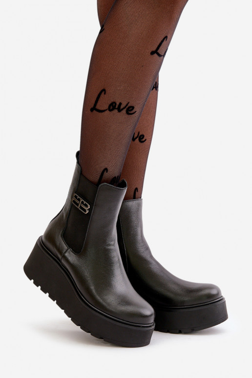 Zazoo 60498 Women's Ankle Boots Chelsea On Platform And Wedge Black Zazoo 60498 Women's Ankle Boots Chelsea On Platform And Wedge Black