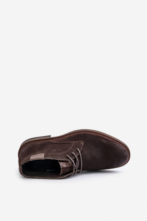 Suede Men's Lace-Up Boots Dark Brown Big Star OO174145 Suede Men's Lace-Up Boots Dark Brown Big Star OO174145