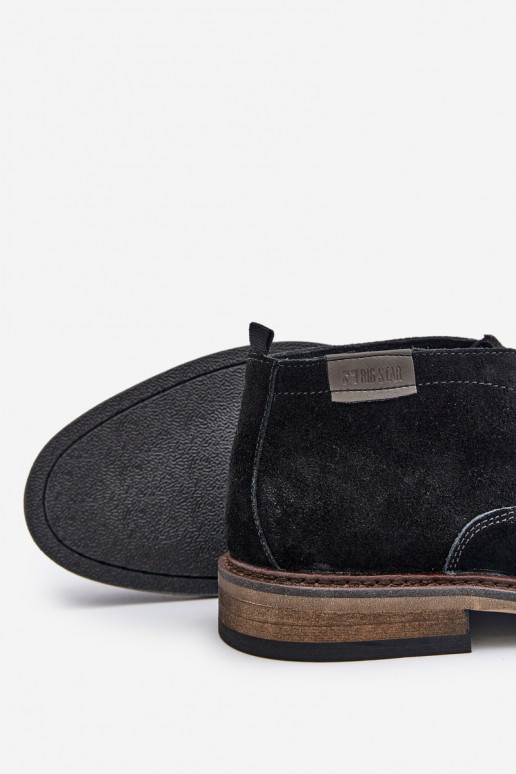 Suede Men s Lace-Up Boots Black Big Star OO174146