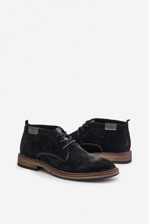 Suede Men s Lace-Up Boots Black Big Star OO174146