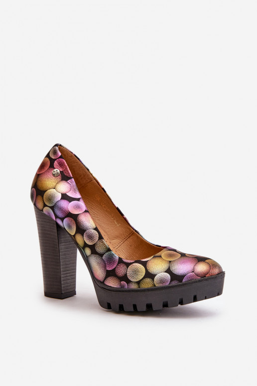 Leather Heels On A Block Heel Maciejka 02629-39 Multicolor