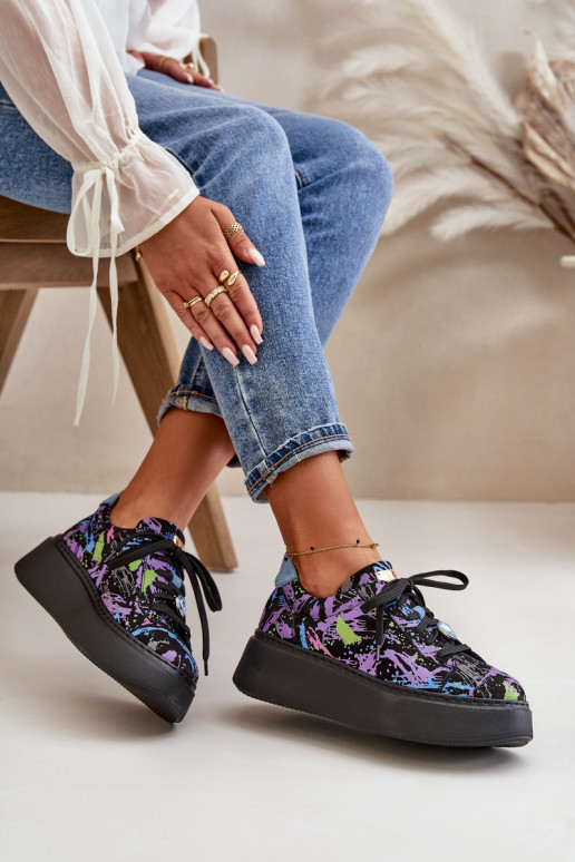 Leather Sports Shoes On Platform Purple Maciejka 06191-05 Leather Sports Shoes On Platform Purple Maciejka 06191-05