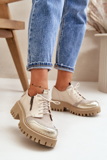 Ladies Leather Loafers Beige Maciejka 06177-04 2