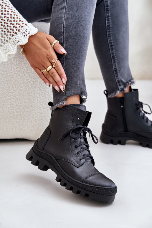 Zazoo 2831 Women's Boots Made Of Natural Leather Black