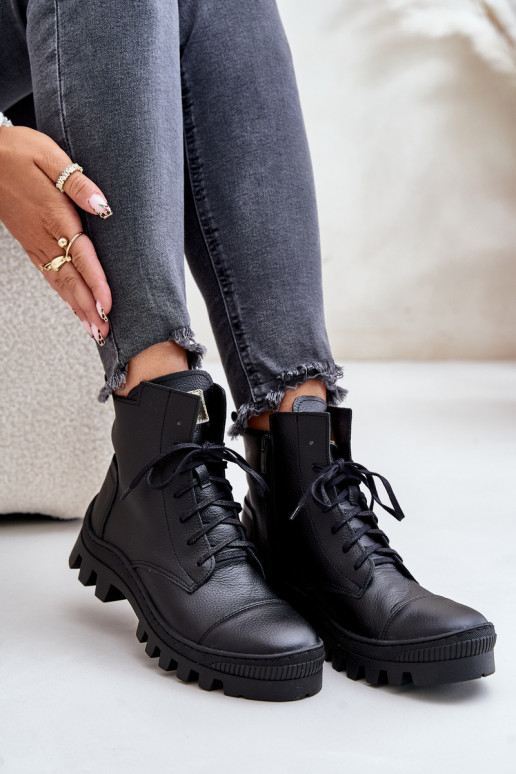 Zazoo 2831 Women's Boots Made Of Natural Leather Black