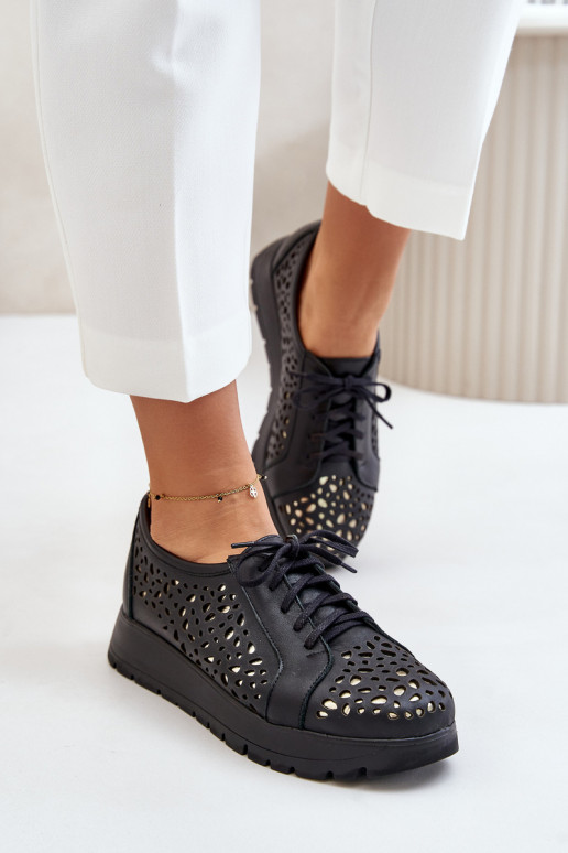 Zazoo 2973 Leather Platform Shoes With Cut-Out Design Black Zazoo 2973 Leather Platform Shoes With Cut-Out Design Black