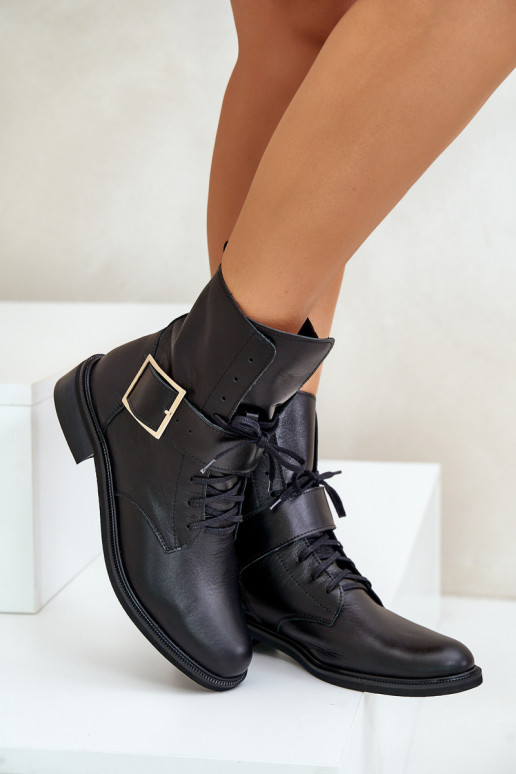 Zazoo 2949 Leather Ankle Boots With Buckle Black Zazoo 2949 Leather Ankle Boots With Buckle Black