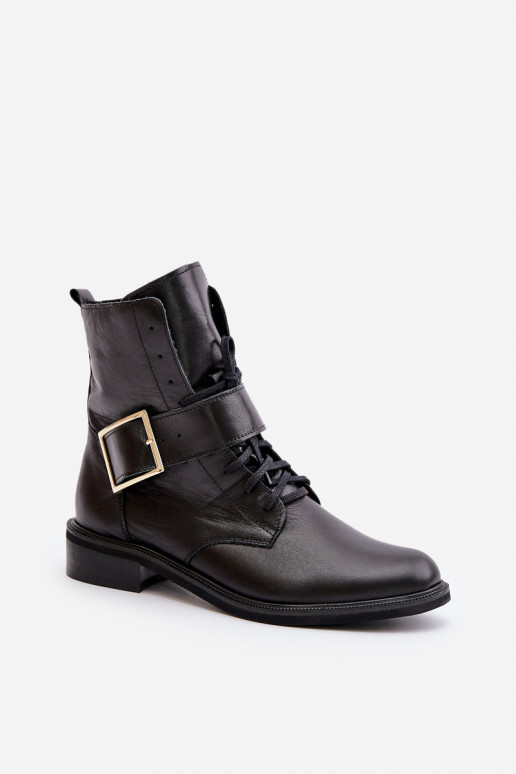 Zazoo 2949 Leather Ankle Boots With Buckle Black Zazoo 2949 Leather Ankle Boots With Buckle Black
