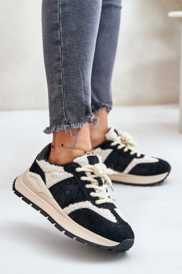 Warm Women's Leather Sneakers Big Star OO274A318 HI-POLY SYSTEM Black 2