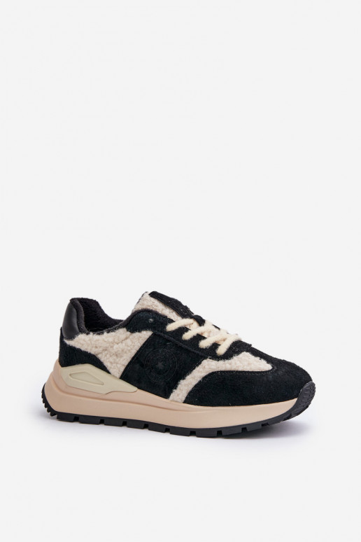 Warm Women's Leather Sneakers Big Star OO274A318 HI-POLY SYSTEM Black