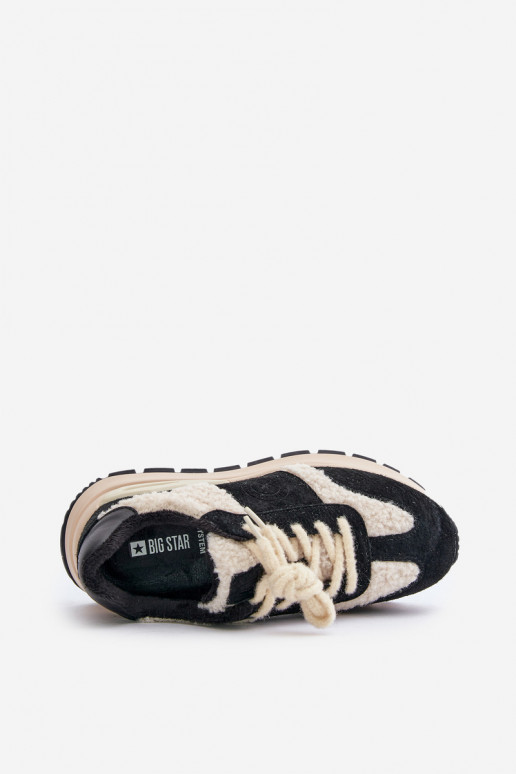 Ocieplane Sneakersy Damskie Skórzane Big Star OO274A318 HI-POLY SYSTEM Czarne