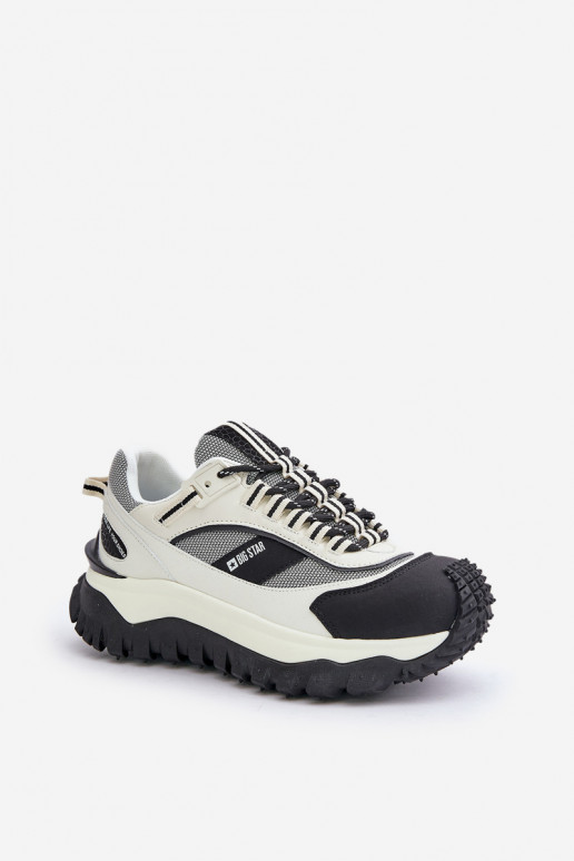 Leather Women's Sneakers On Platform Big Star OO274A220 HI-POLY SYSTEM White-Black Leather Women's Sneakers On Platform Big Star OO274A220 HI-POLY SYSTEM White-Black