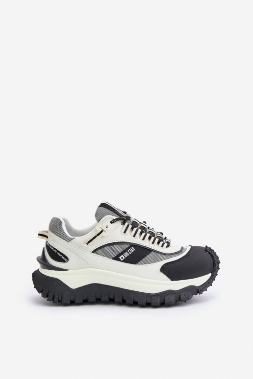 Leather Women's Sneakers On Platform Big Star OO274A220 HI-POLY SYSTEM White-Black Leather Women's Sneakers On Platform Big Star OO274A220 HI-POLY SYSTEM White-Black