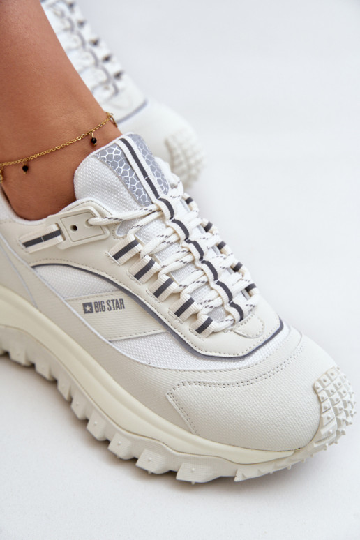 Ladies Leather Sneakers On Platform Big Star OO274A221 HI-POLY SYSTEM White Ladies Leather Sneakers On Platform Big Star OO274A221 HI-POLY SYSTEM White