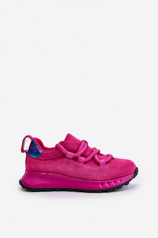 Suede Women Sneakers With Thick Laces Fuchsia Artiker 54C1461