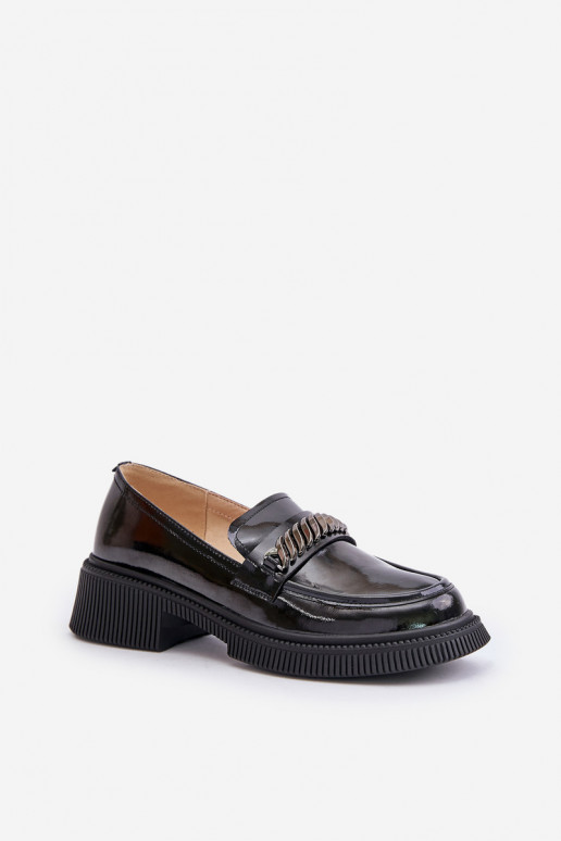 Women's Patent Loafers With Decoration LZ42-030 Black D&A Women's Patent Loafers With Decoration LZ42-030 Black D&A