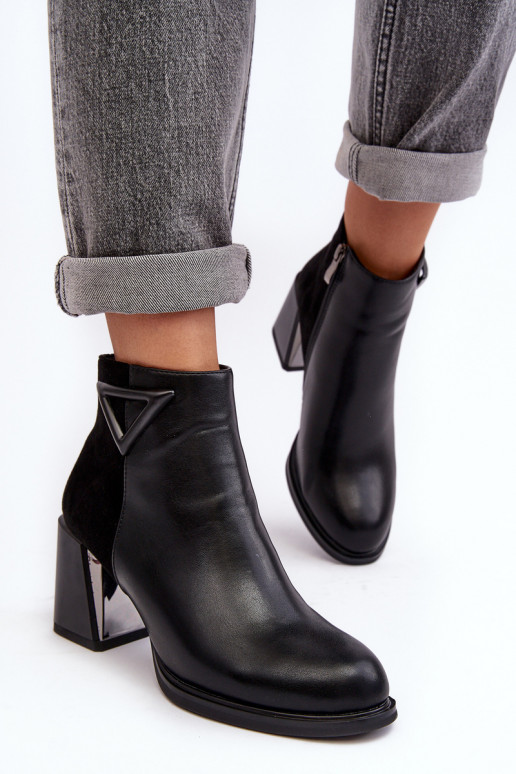 Lacquered Heeled Ankle Boots Insulated Black MR880-093 Lacquered Heeled Ankle Boots Insulated Black MR880-093