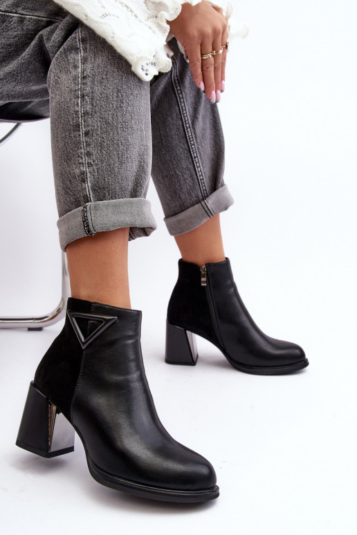 Lacquered Heeled Ankle Boots Insulated Black MR880-093 Lacquered Heeled Ankle Boots Insulated Black MR880-093