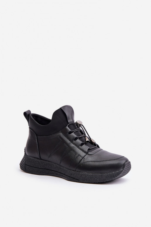 Warm Sports Leather Shoes With Zipper Black Artiker 55C0041 Warm Sports Leather Shoes With Zipper Black Artiker 55C0041