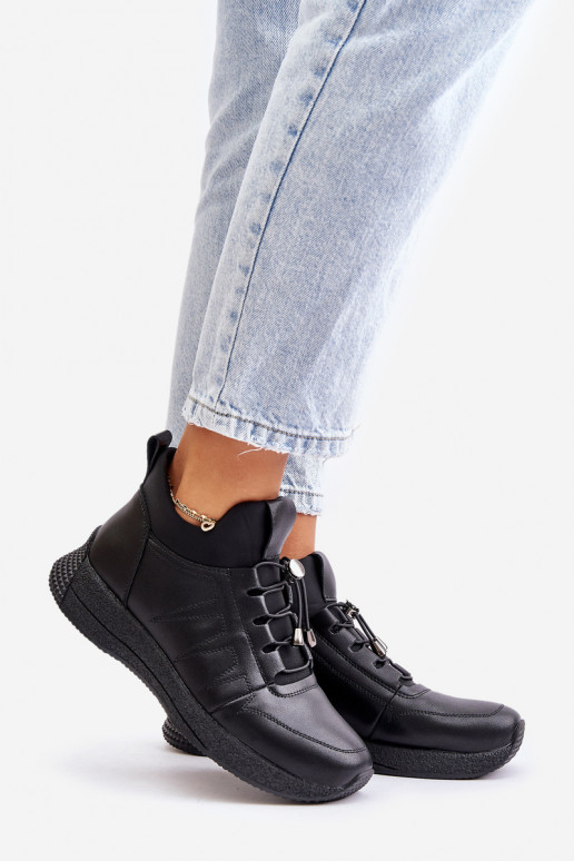 Warm Sports Leather Shoes With Zipper Black Artiker 55C0041 Warm Sports Leather Shoes With Zipper Black Artiker 55C0041