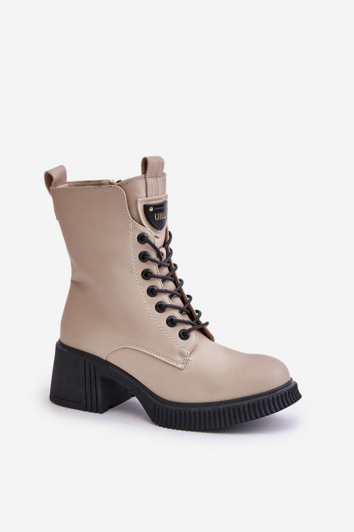 Warm Women Boots Made Of Natural Leather Beige Vinceza 66671 Warm Women Boots Made Of Natural Leather Beige Vinceza 66671